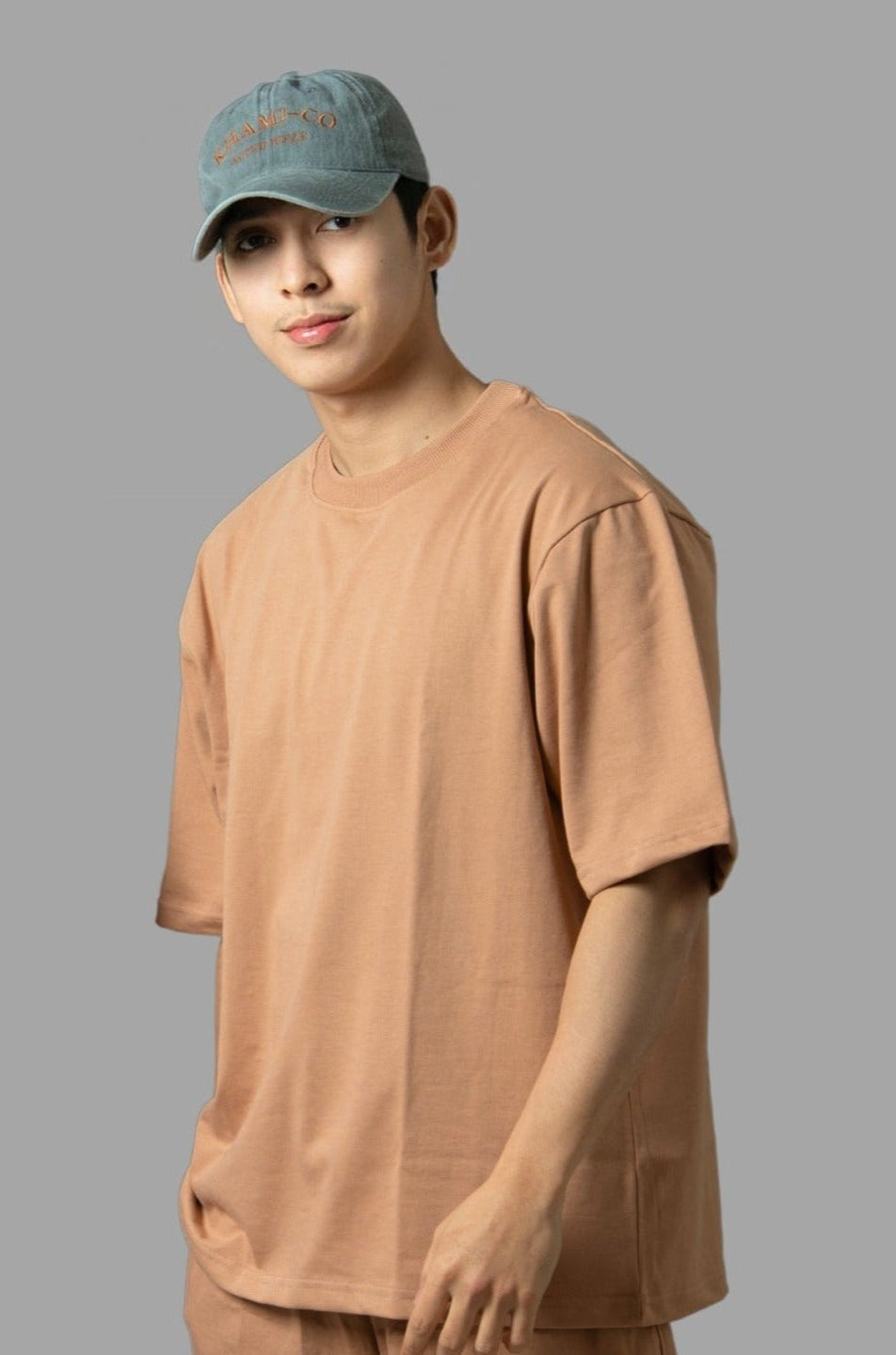 Coffee Plain Oversize T-Shirt in Dubai, UAE Local Made - Easy tear-off label for rebranding