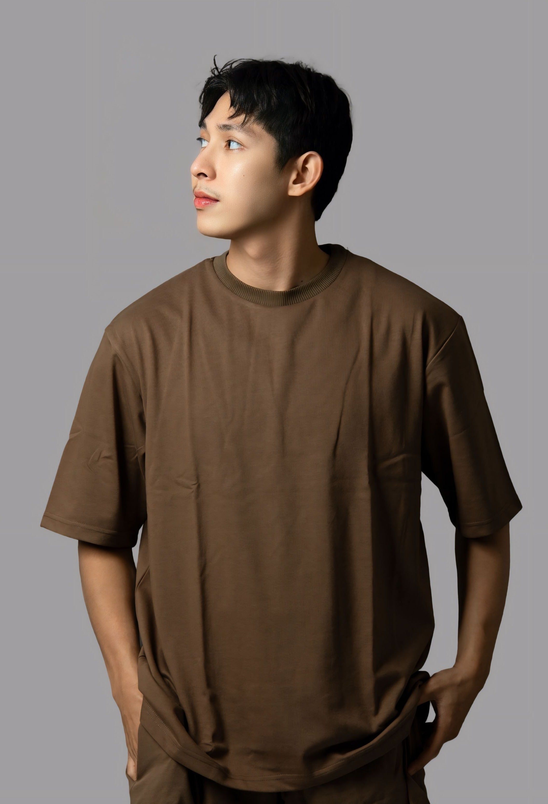 Wood Oversized Plain Oversize T-Shirt in Dubai UAE Local Made - Easy tear-off label for rebranding