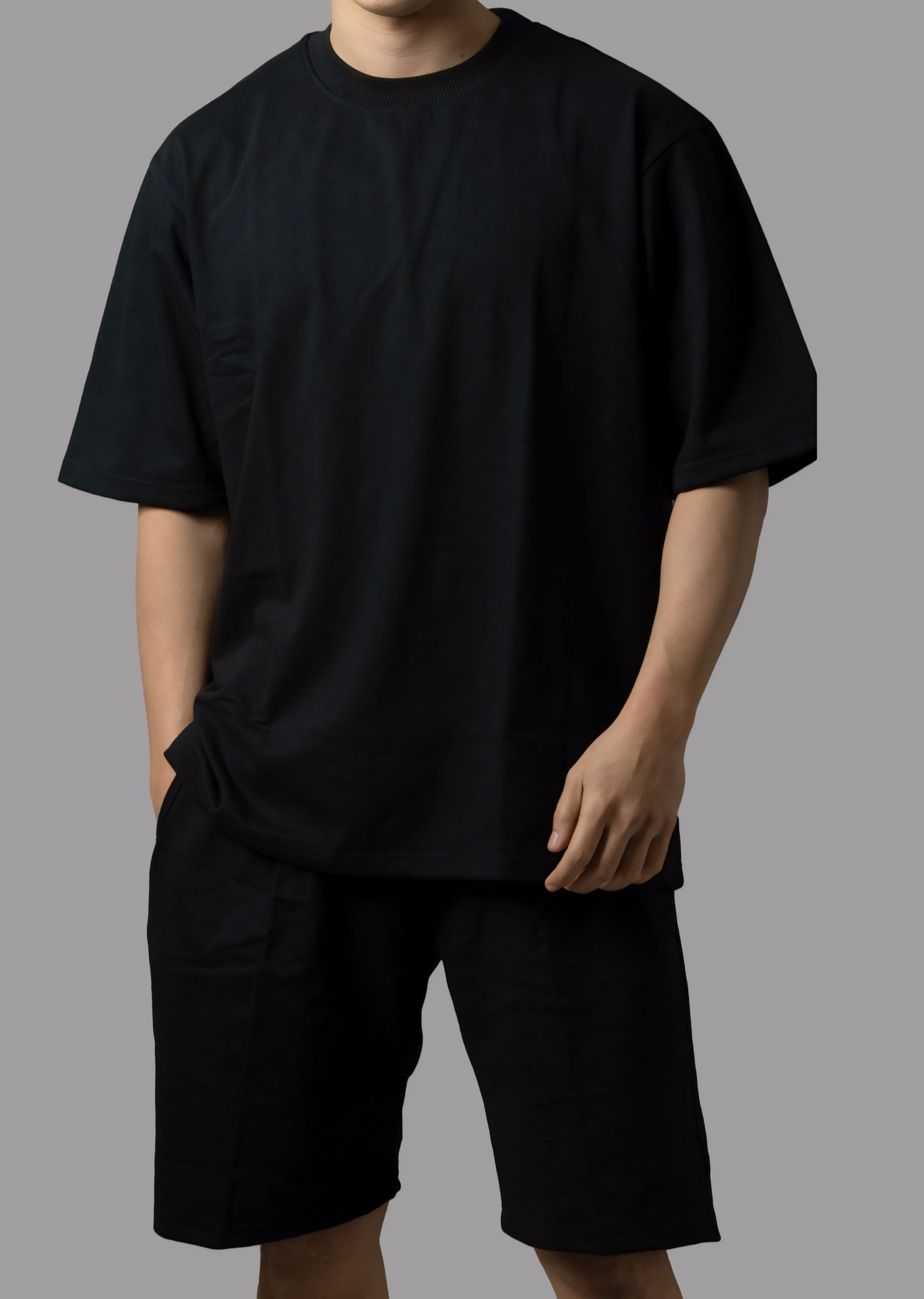 Unisex Black Oversized T-Shirt and Short Coords Set in Dubai - Effortless Style for City Adventures