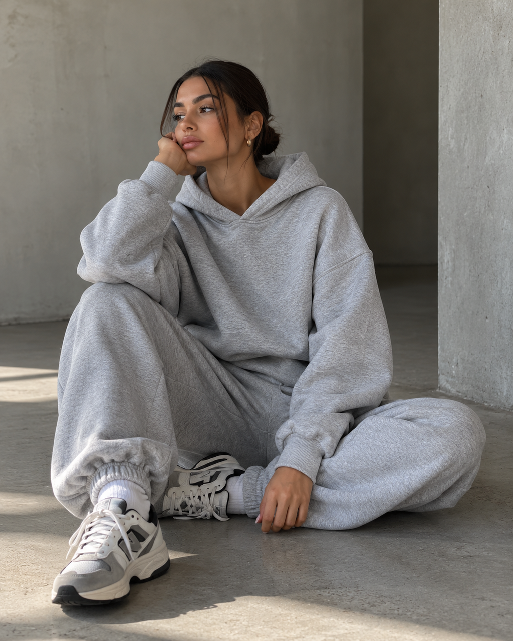 Women's Oversized Hoodie & Jogger Set – Grey | SOLI