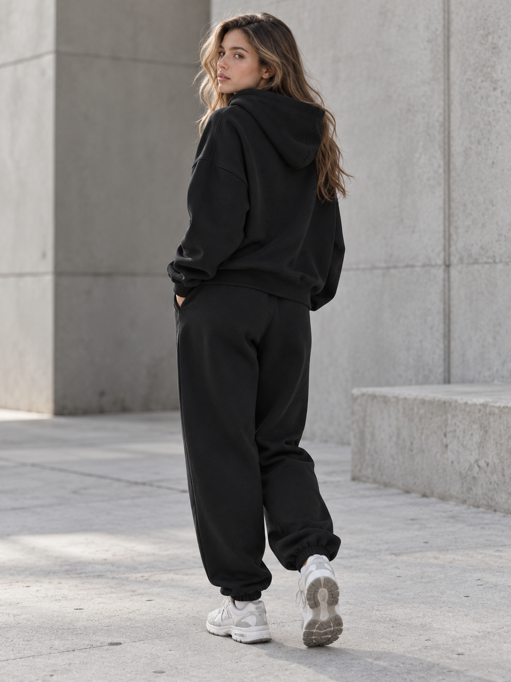 Women's Oversized Hoodie & Jogger Set – Black | SOLI
