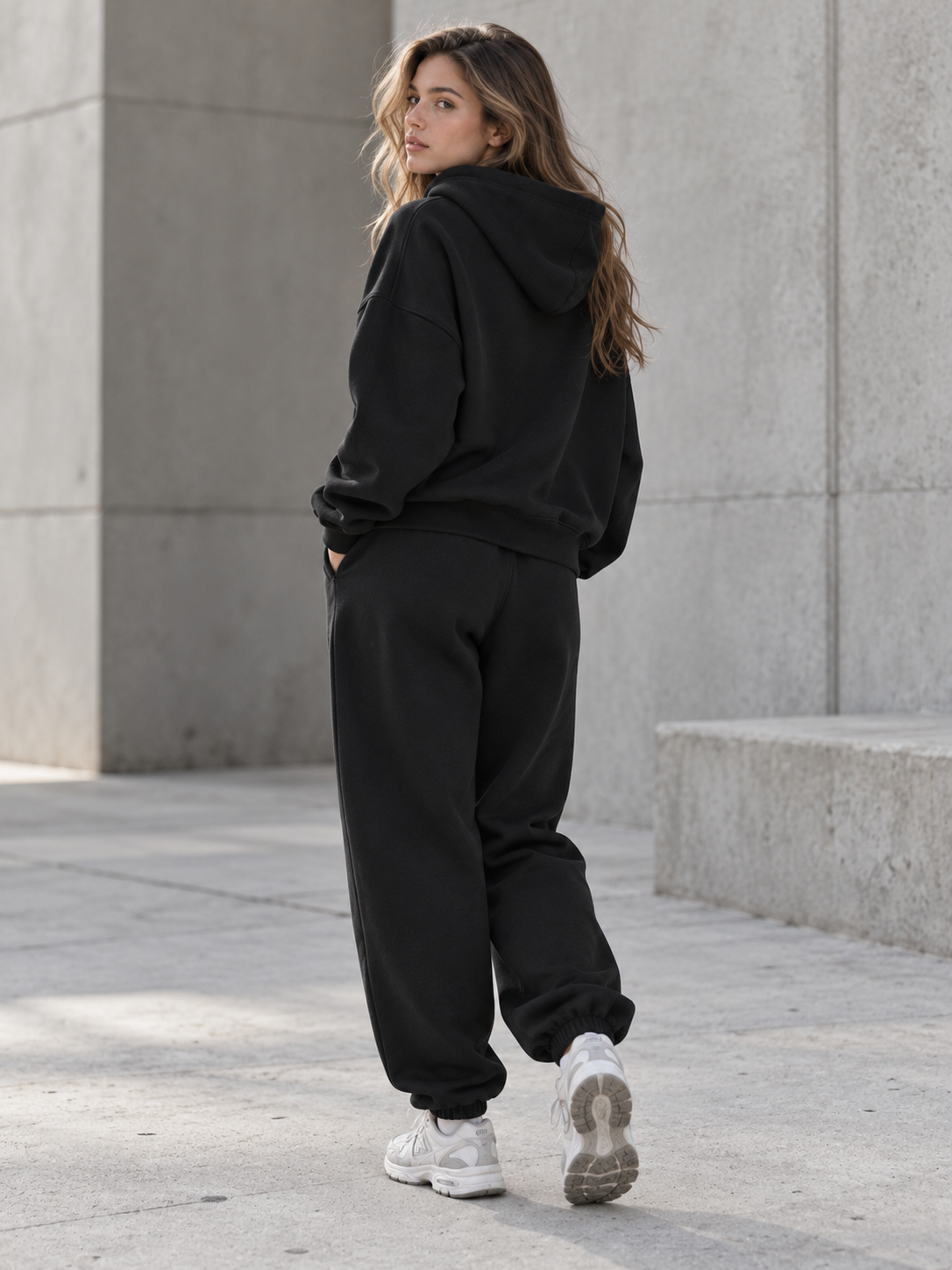 Women's Oversized Hoodie & Jogger Set – Black | SOLI