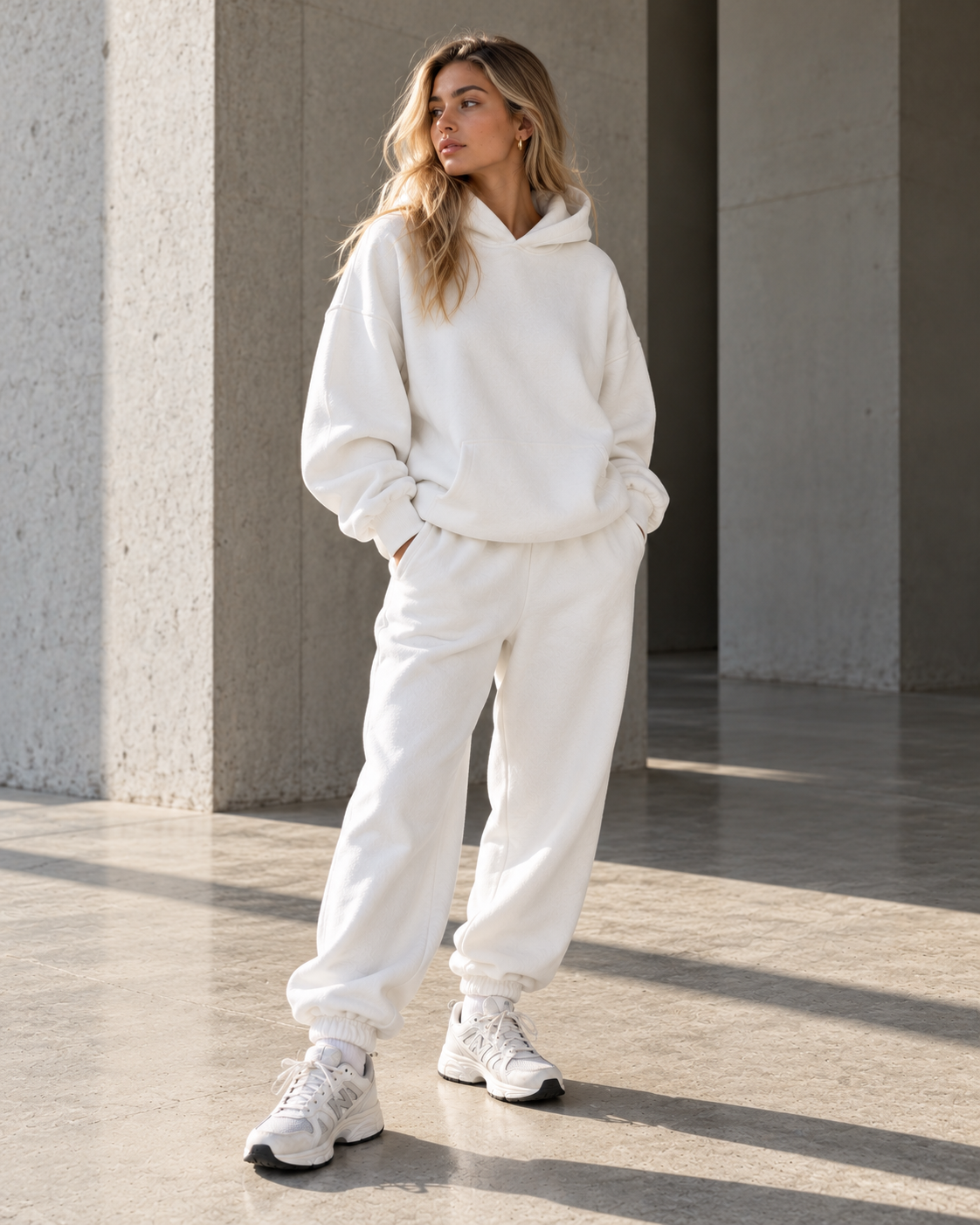 Women's Oversized Hoodie & Jogger Set – White | SOLI