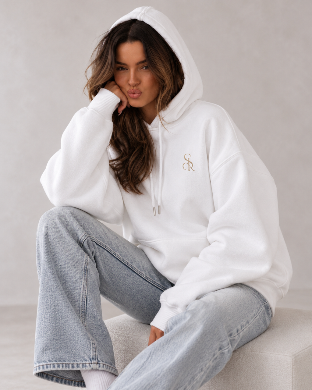 Women's Oversized White Hoodie | KHAMI-CO