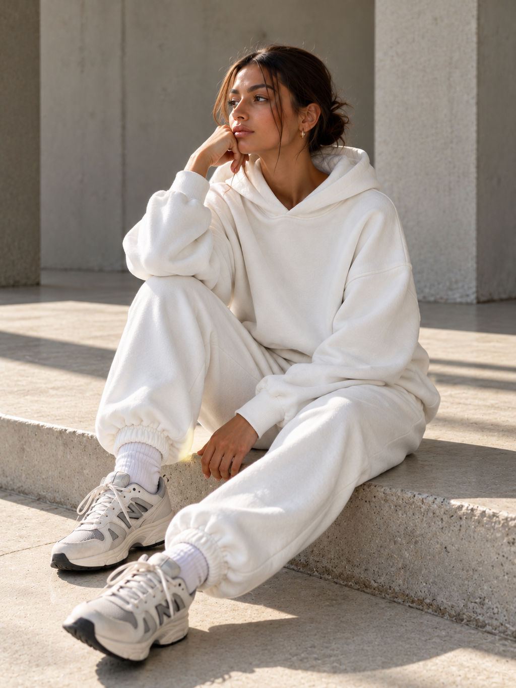 Women's Oversized Hoodie & Jogger Set – White | SOLI