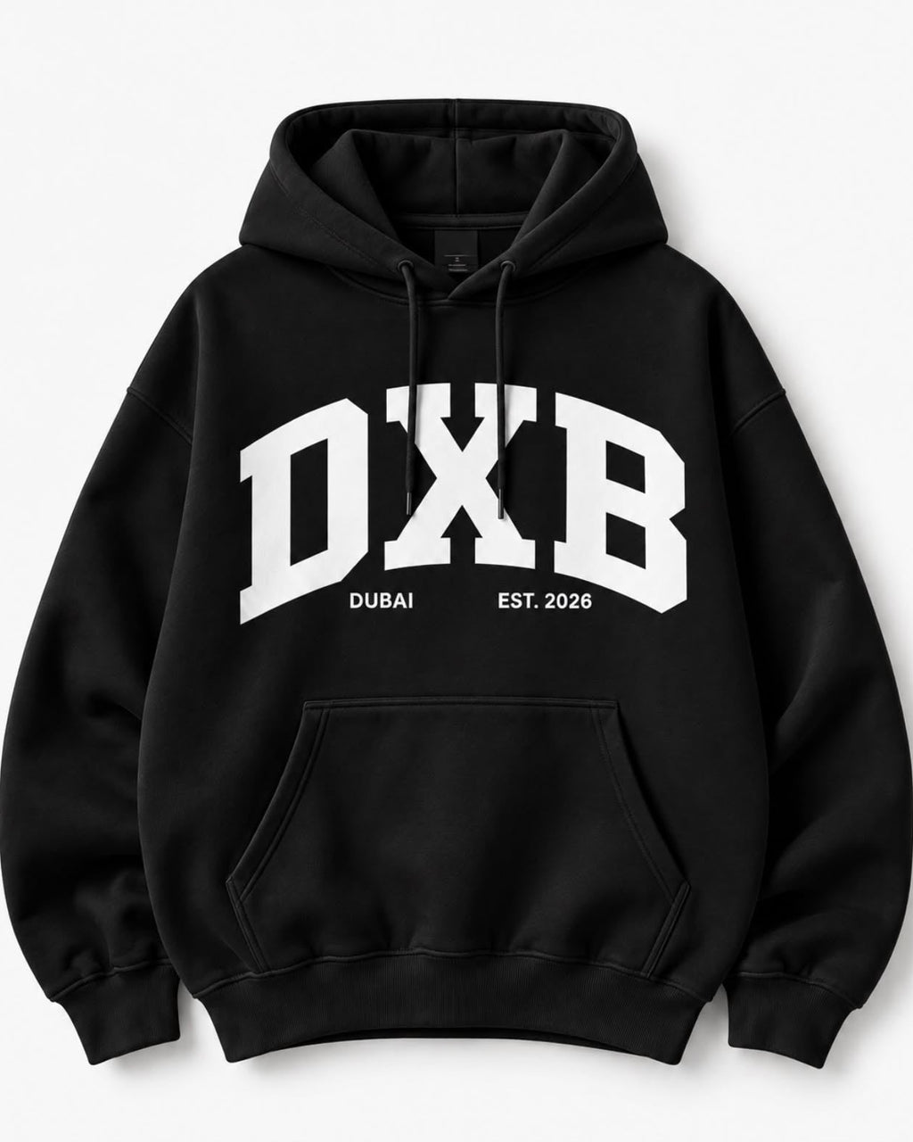 DXB varsity hoodie, black, Dubai