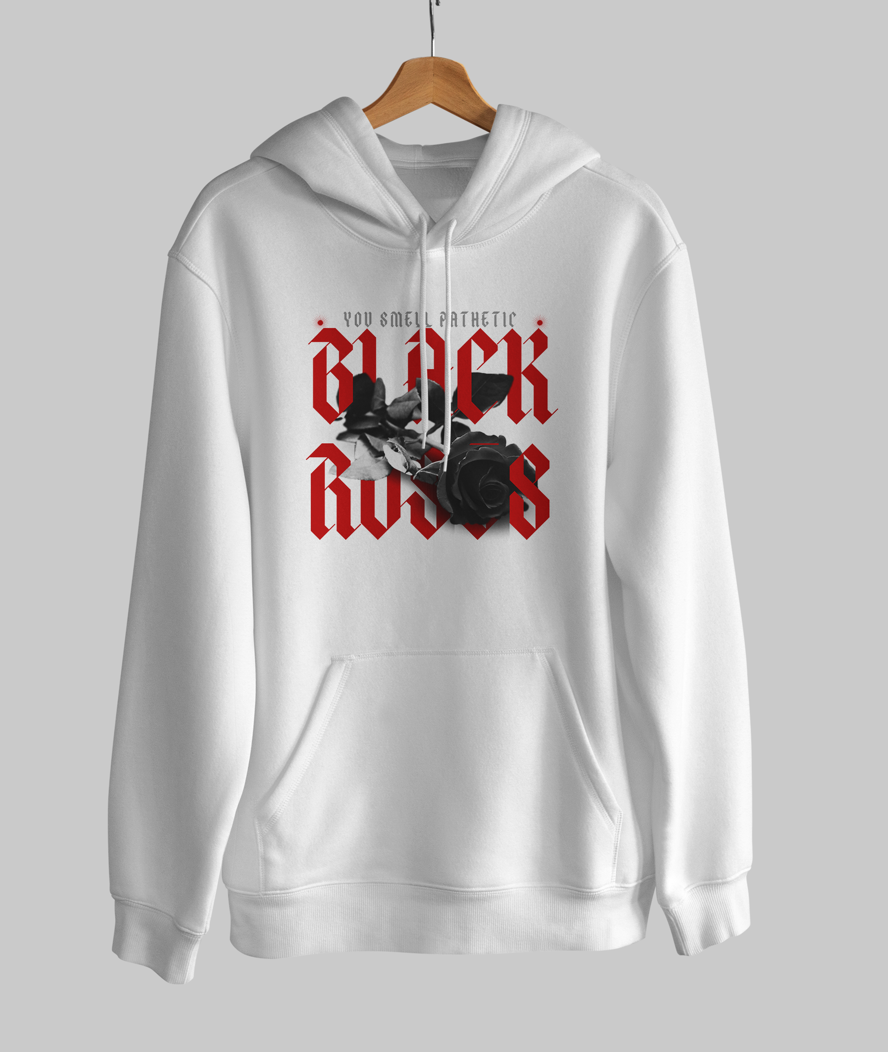 Dubai Rose Bloom: Luxe Pure Cotton Hoodie with Striking Black Roses Print